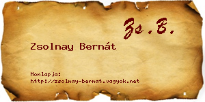 Zsolnay Bernát névjegykártya
